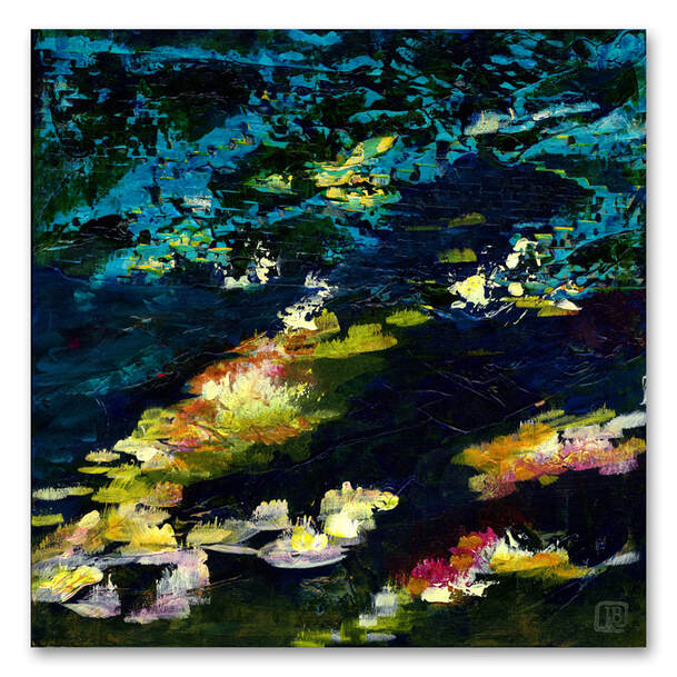 Berkley Reflection 1 Mixed-media abstract painting