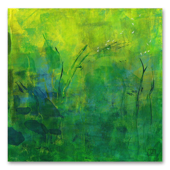 Berkley Aquatic Green Abstract Landscape