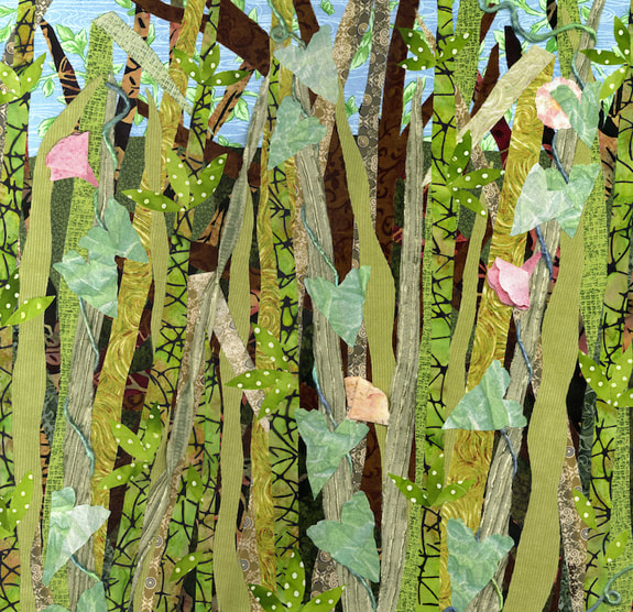Bindweed Botanical Textile Collage