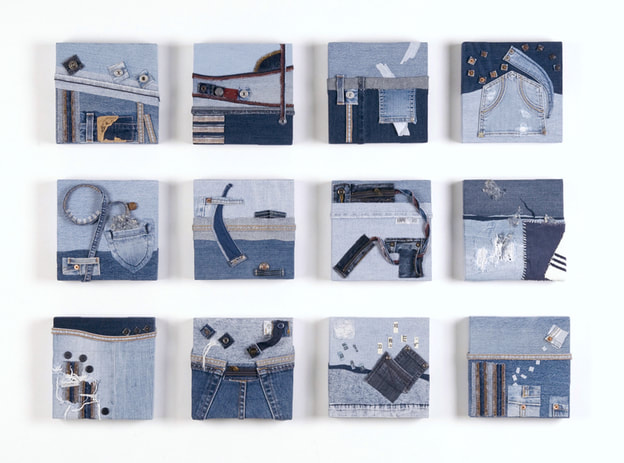 Here to There 12-Unit Denim Textile Collage