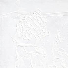 Detail of white textured background from painting of delicate grasses against a highly textured white background