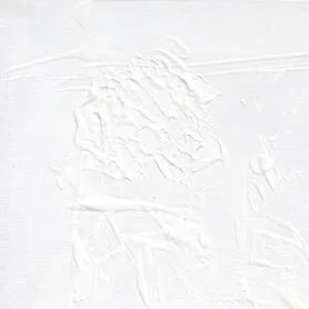 Detail of white textured background from painting of delicate grasses against a highly textured white background