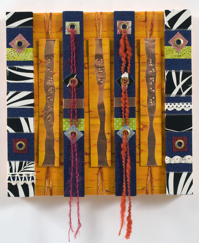 Mixed-media textile collage by Julia R. Berkley