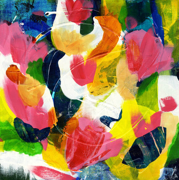 Berkley Coming Home Garden Dreams 3 Abstract Mixed-Media Painting
